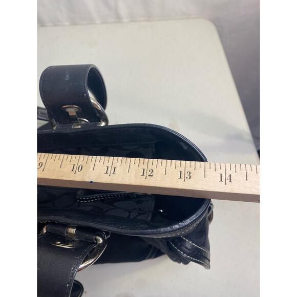 Vintage Coach Signature Carryall Shoulder Tote Bag Black Canvas Tote Large - Picture 3 of 16